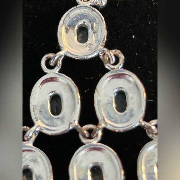 WOLF & BADGER Sterling Silver Sapphire Cubic Zirconia Dangle Chandelier Earrings - Picture 8 of 9